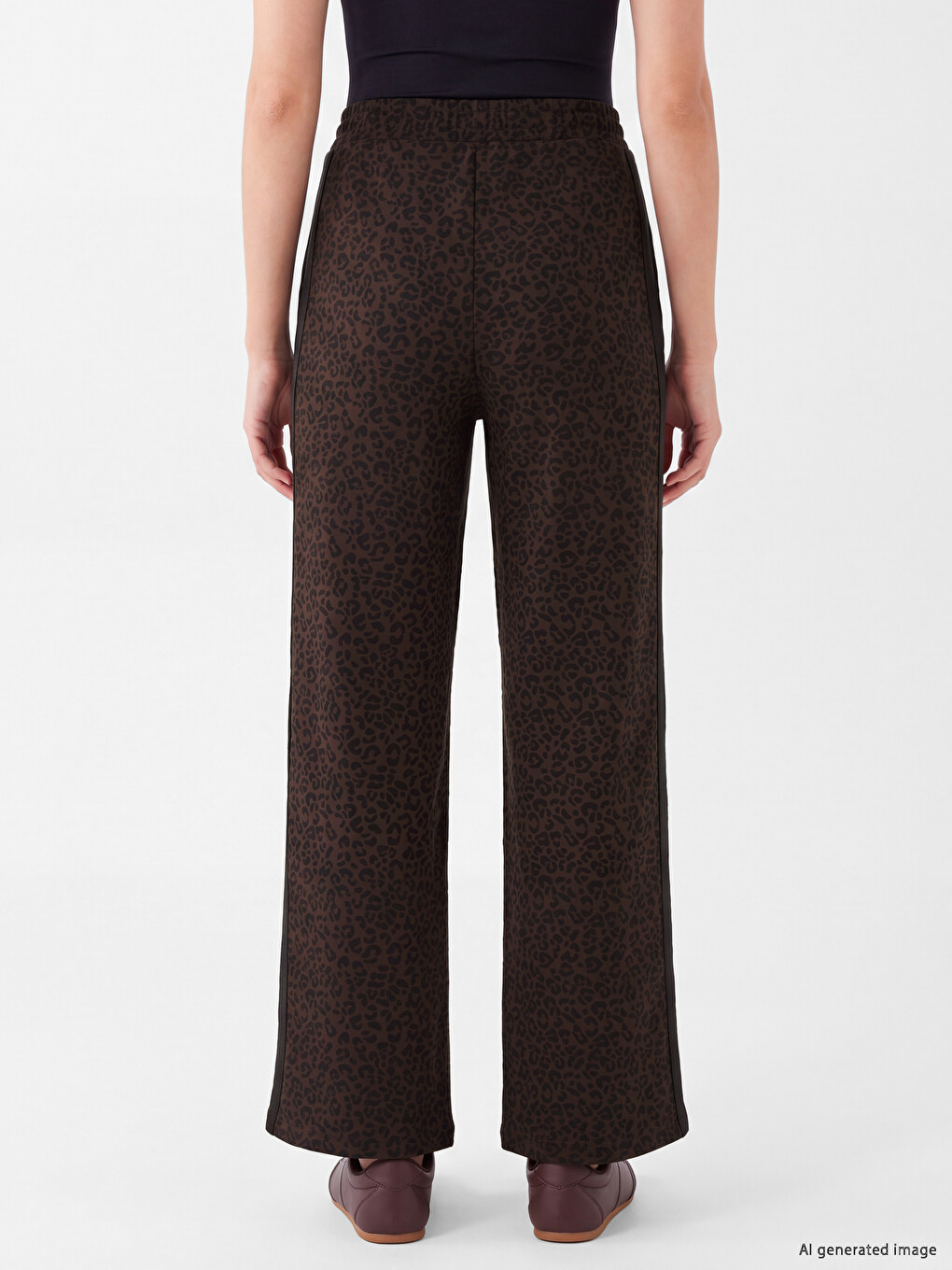 Elastic Waist Leopard Print Women's Trousers-3