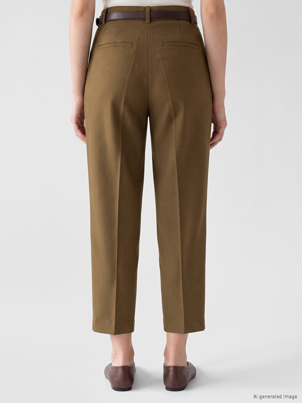 Belted Women's Fabric Trousers-3