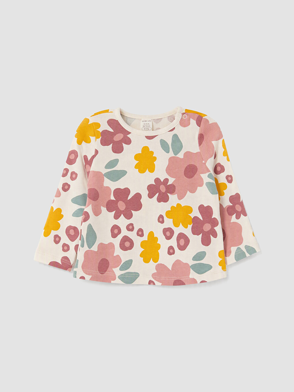 Ekru Çiçekli Kız Bebek Pijama Takım-1