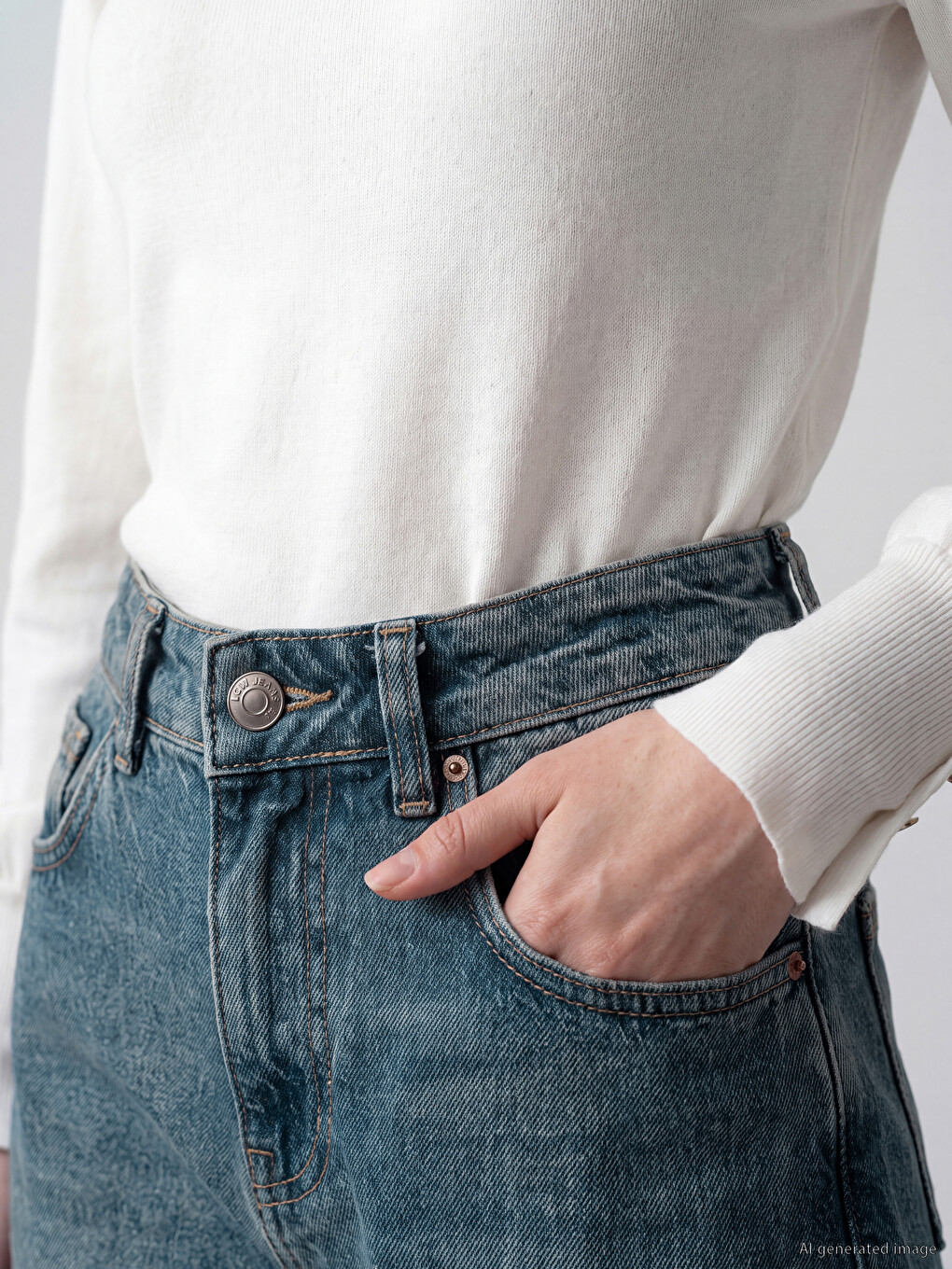 İndigo Petite Barrel Fit Kadın Jean Pantolon-2