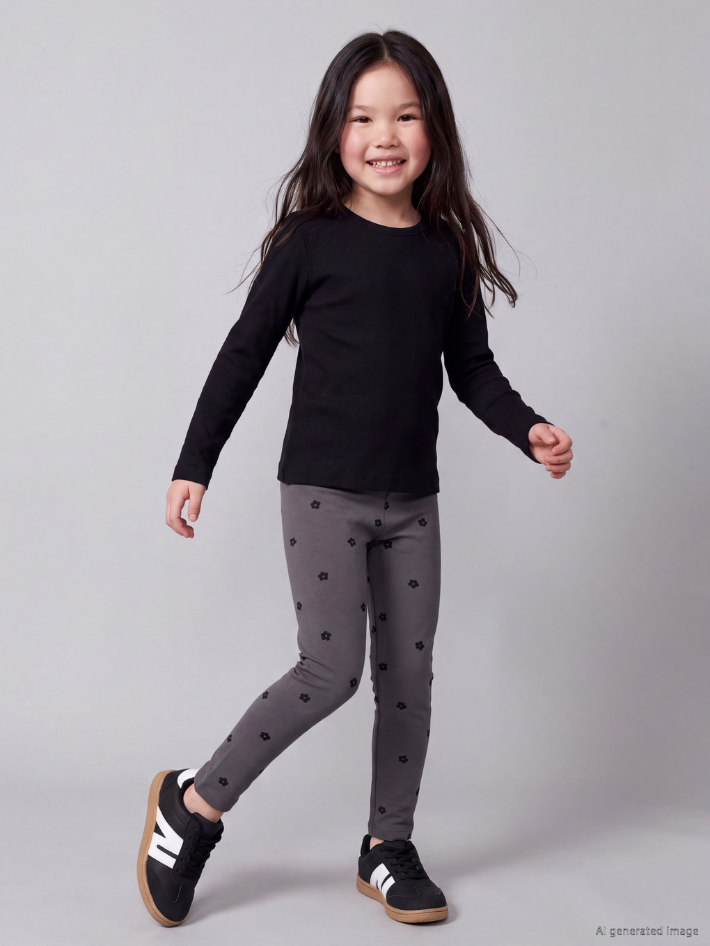  Flower Patterned Girls' Leggings