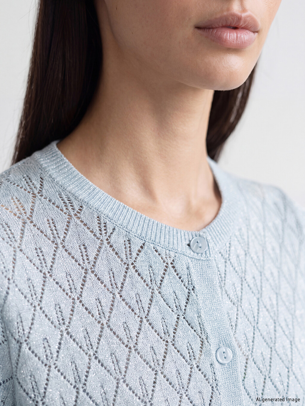 Crew Neck Open-knit Women's Cardigan-2