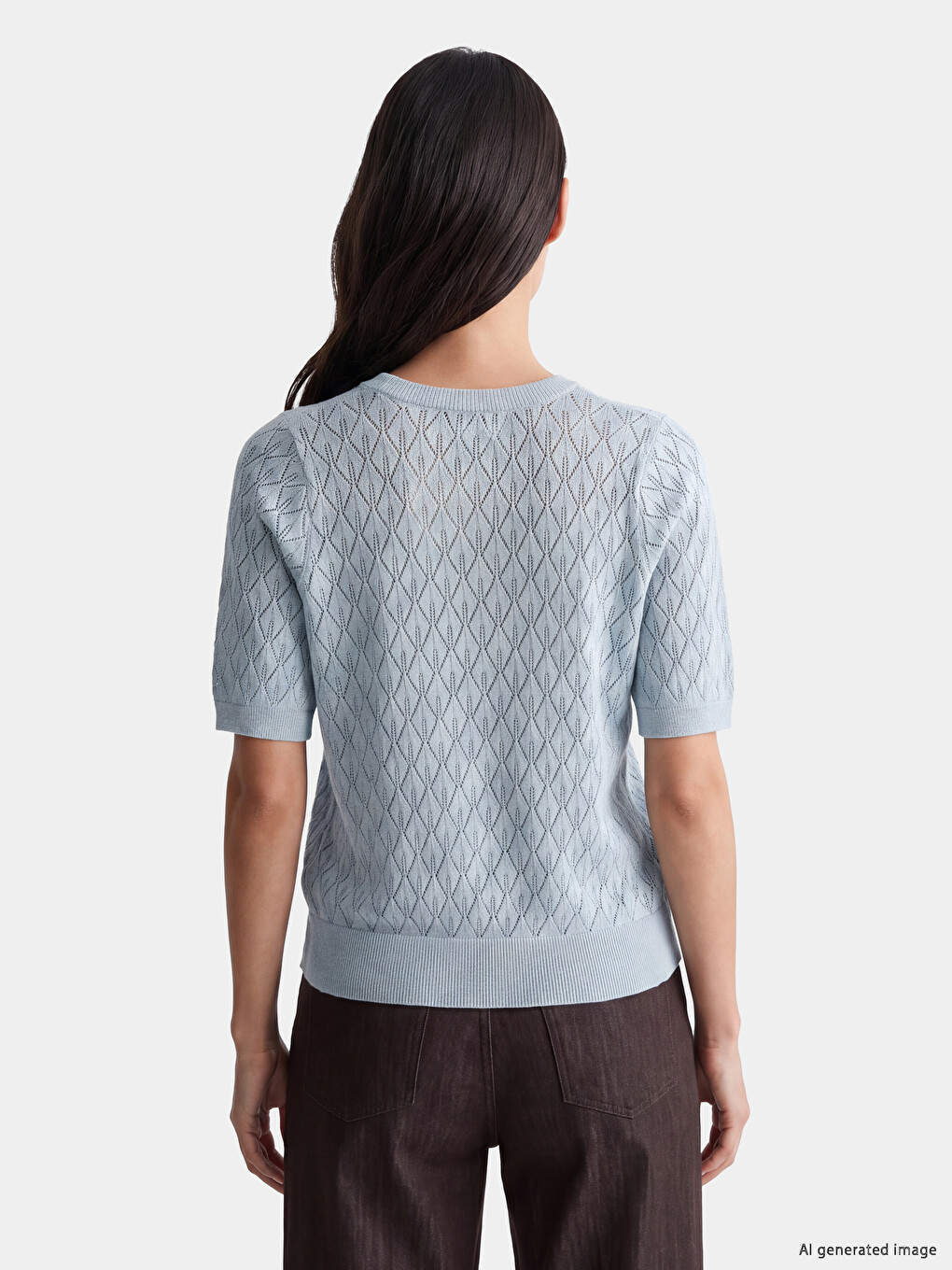 Crew Neck Open-knit Women's Cardigan-3
