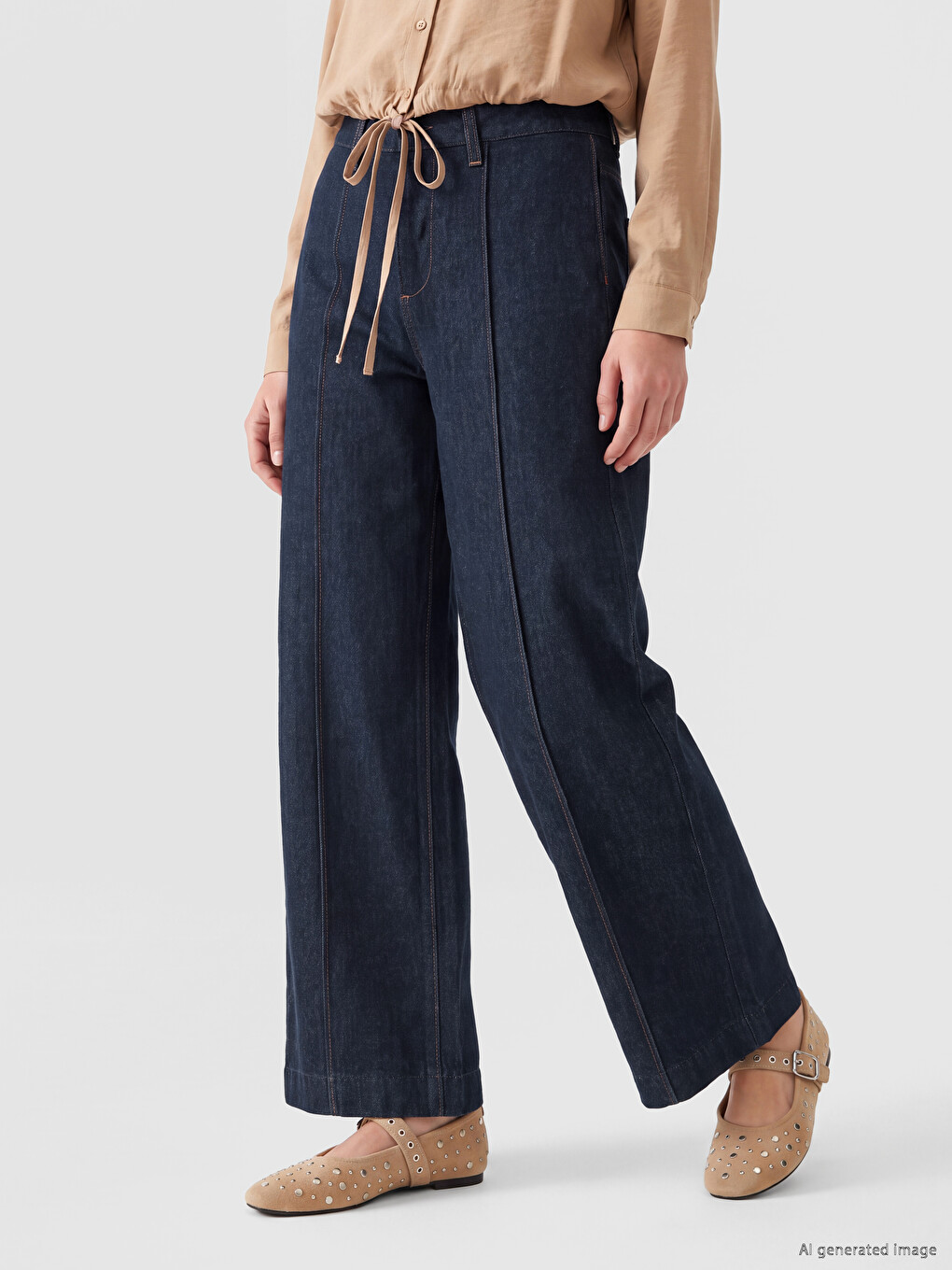 High Waisted Wideleg Women's Jeans-1