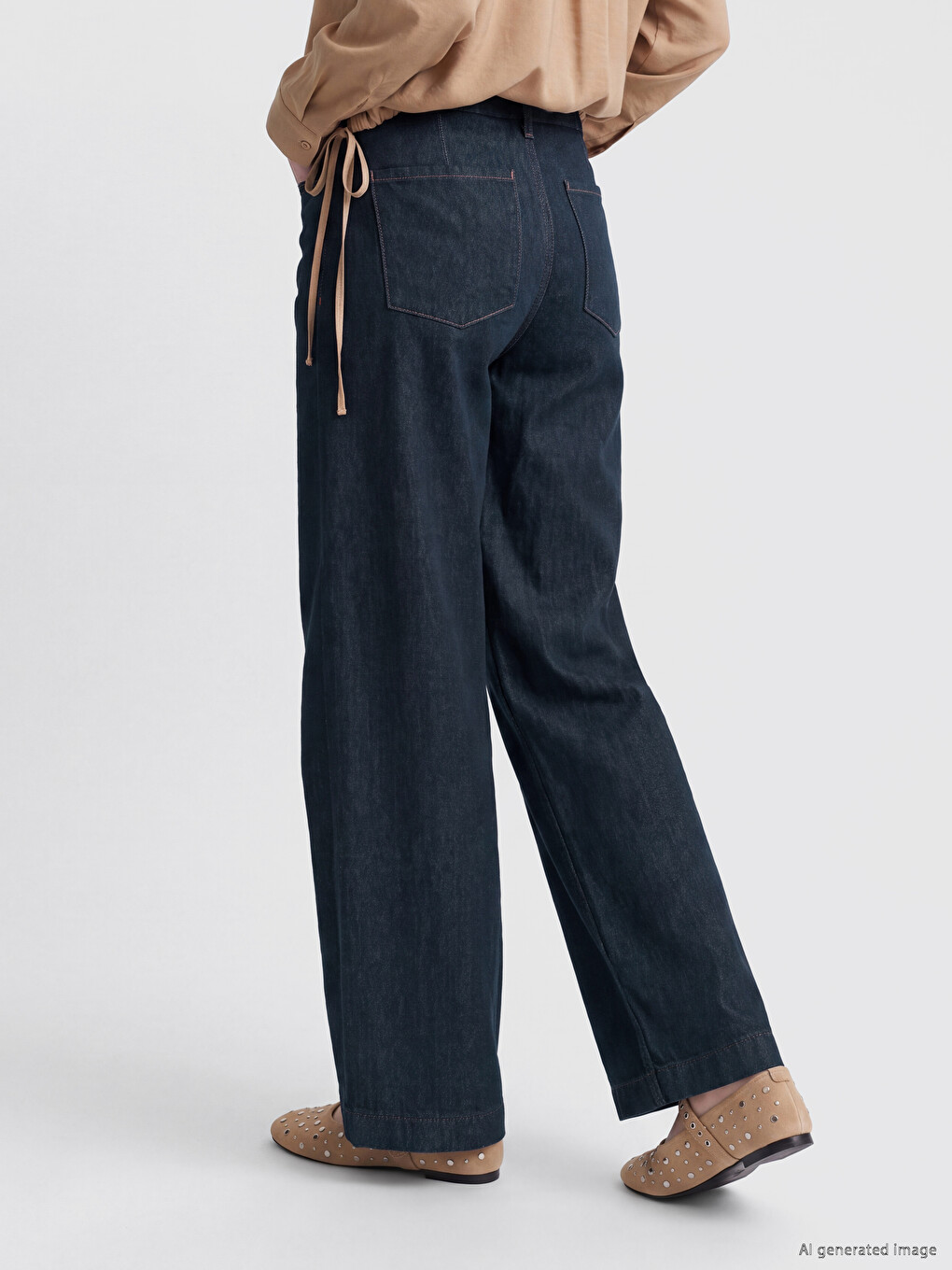 High Waisted Wideleg Women's Jeans-3