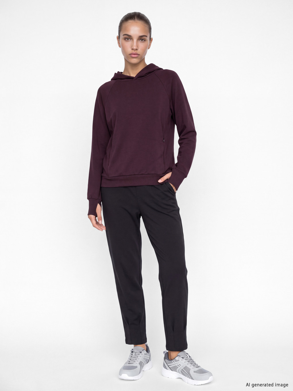 Mürdüm Oversize Soft Touch Kadın Hoodie-1