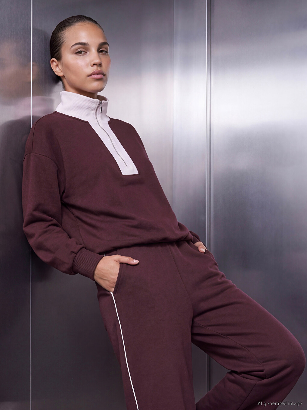 Mürdüm Soft Touch Oversize Kadın Sweatshirt
