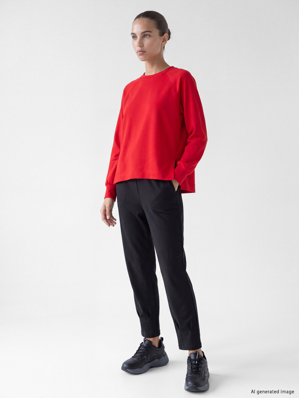 Kırmızı Soft Touch Kadın Spor Sweatshirt-1