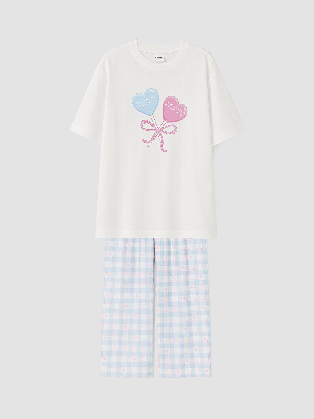 Crew Neck Girls' Capri Pyjamas Set