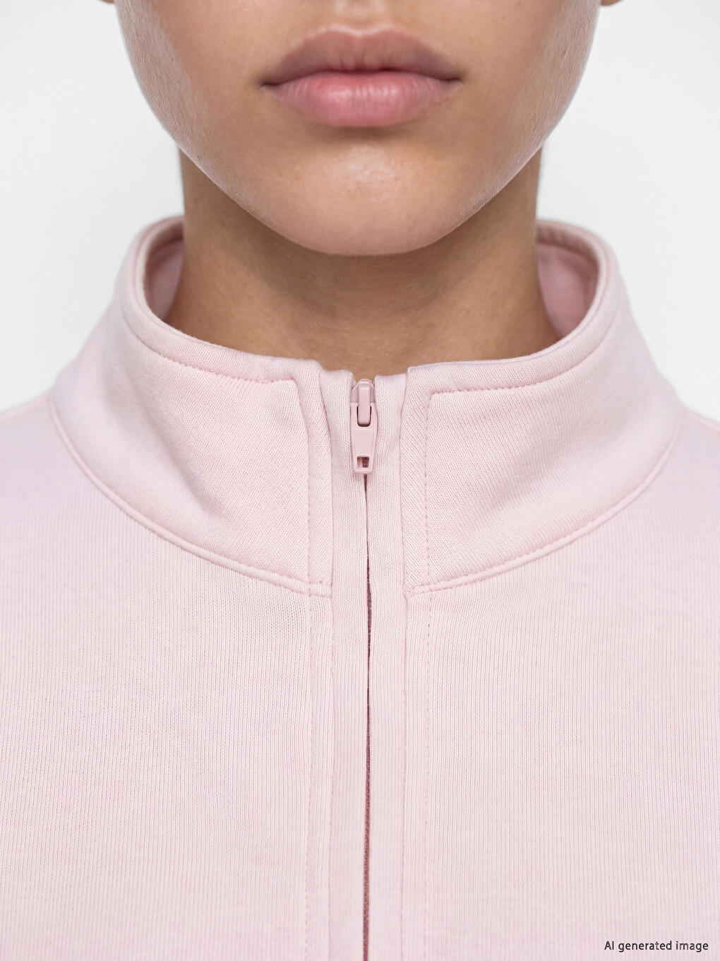 Pembe Dik Yaka Oversize Kadın Sweatshirt-2