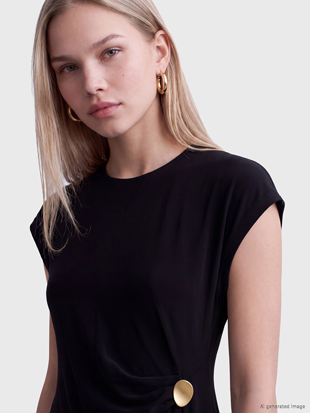 Crew Neck Ruched Dress-1