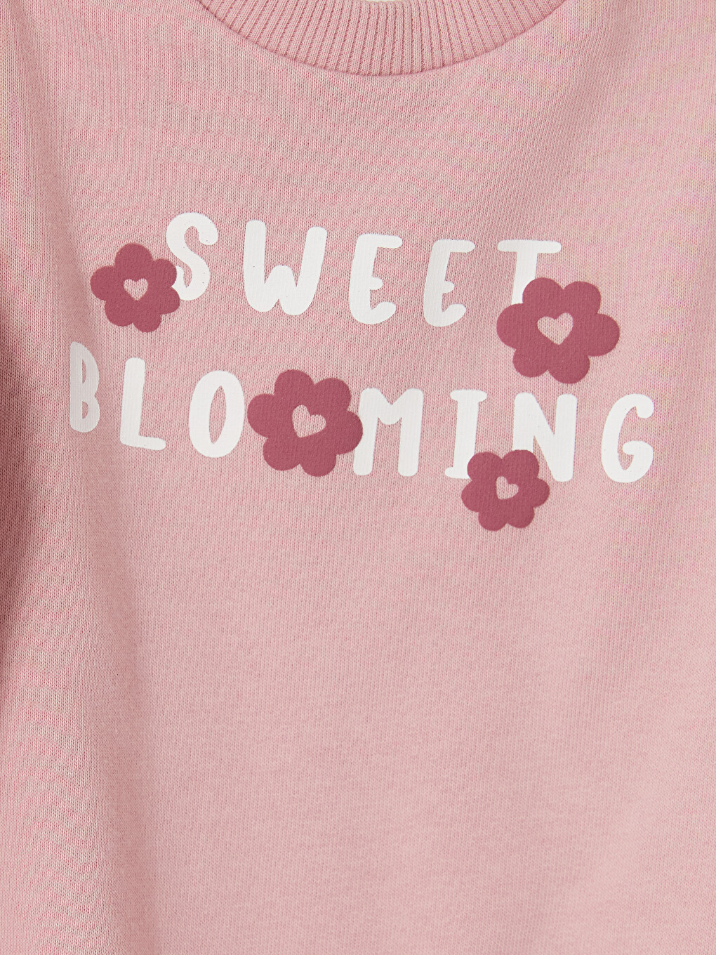 Pembe Çiçekli Kız Bebek Sweatshirt 2'li-3