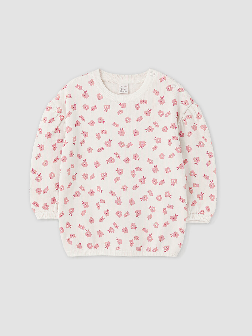 Pembe Çiçekli Kız Bebek Sweatshirt 2'li