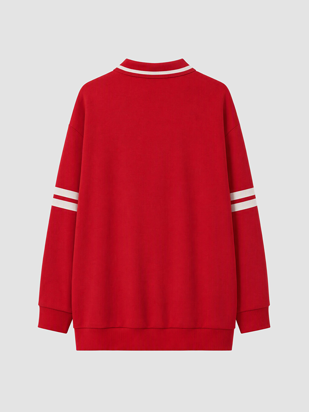 Kırmızı Polo Yaka Baskılı Kadın Sweatshirt Tunik-2