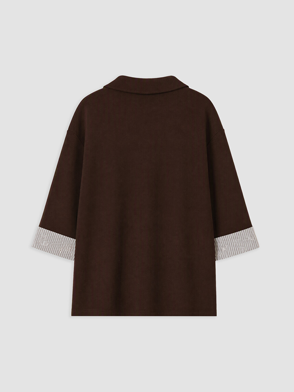 Kahverengi Çizgili Soft Touch Kadın Sweatshirt-1