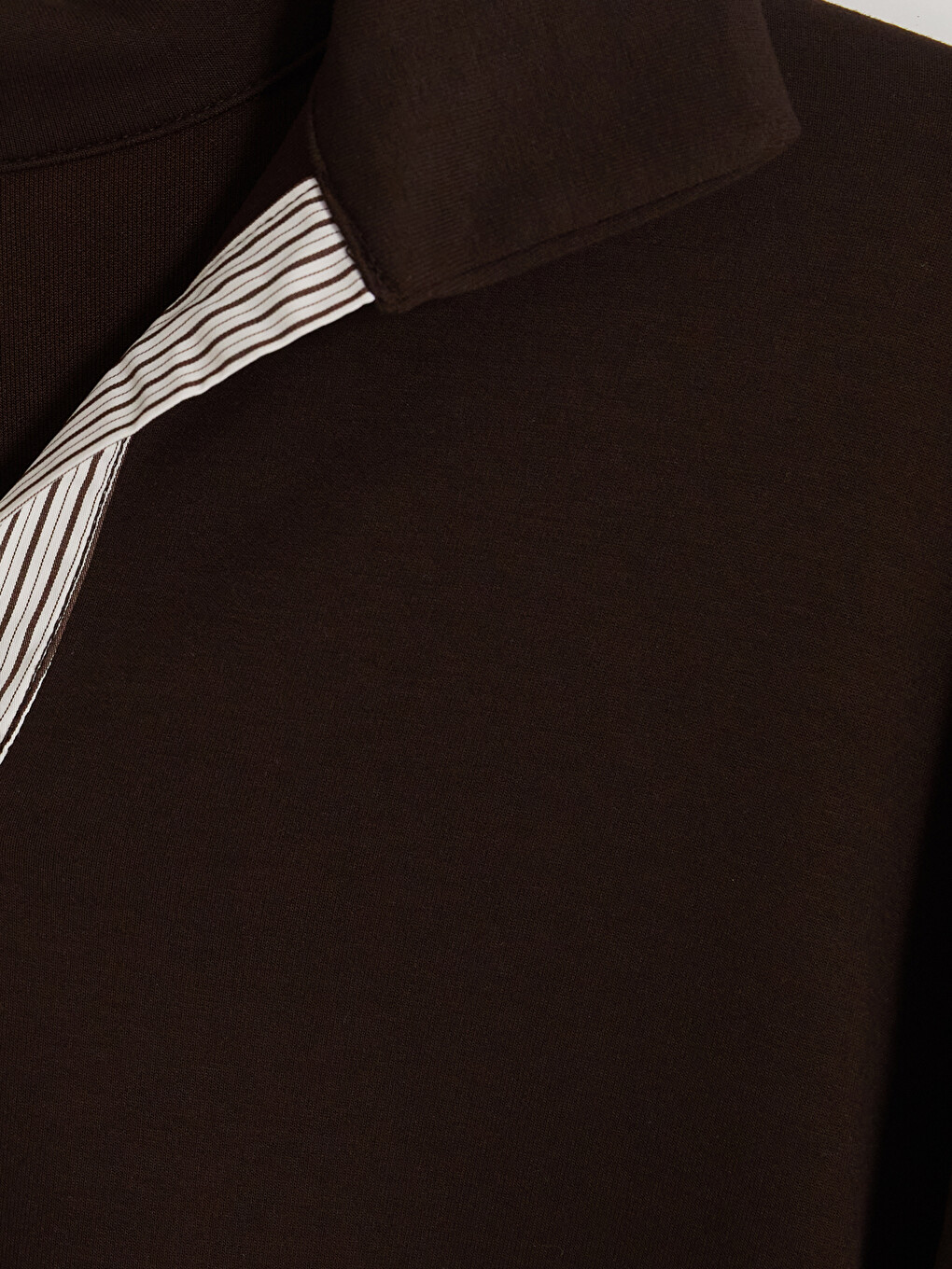 Kahverengi Çizgili Soft Touch Kadın Sweatshirt-2