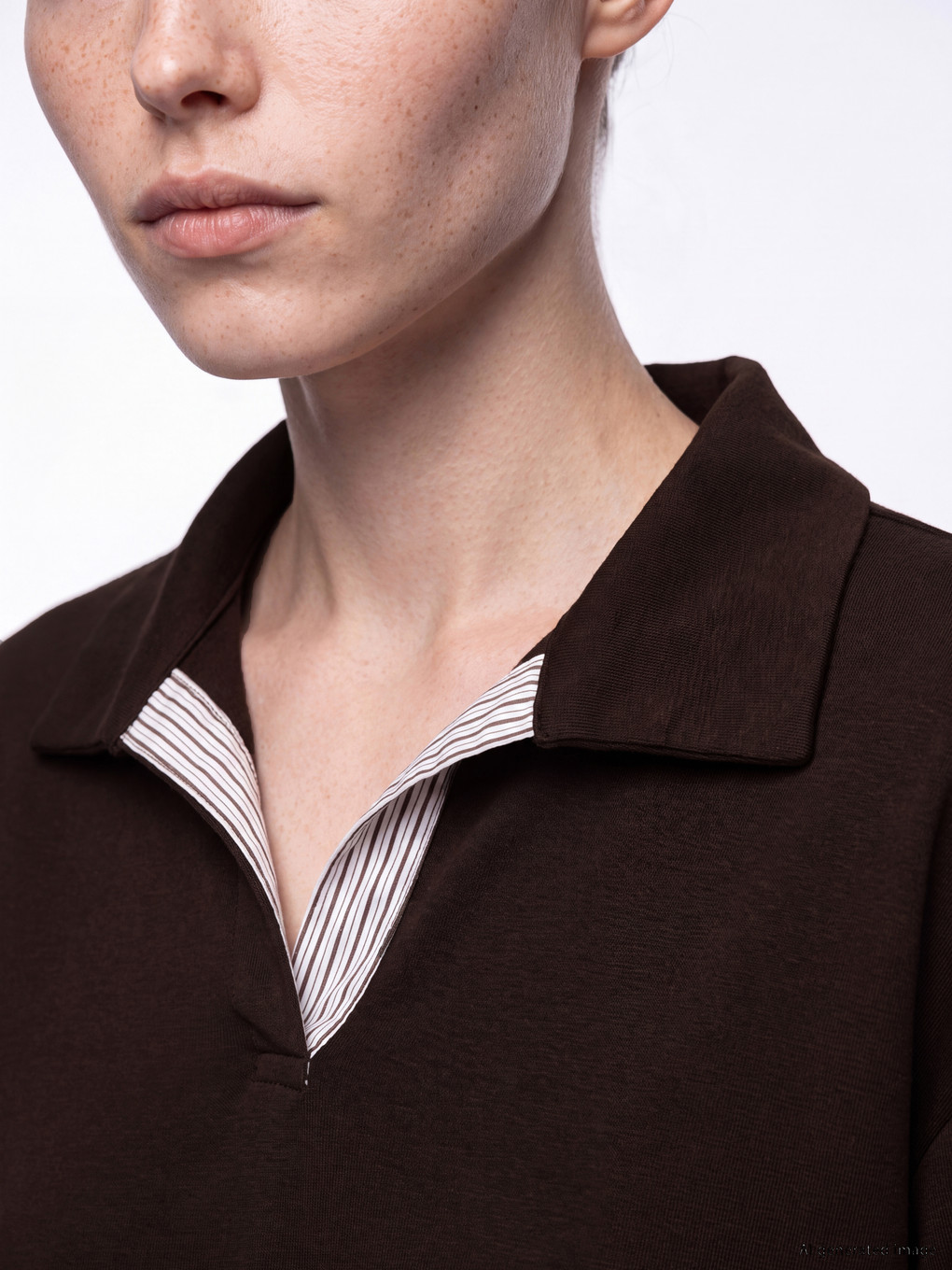 Kahverengi Çizgili Soft Touch Kadın Sweatshirt-2