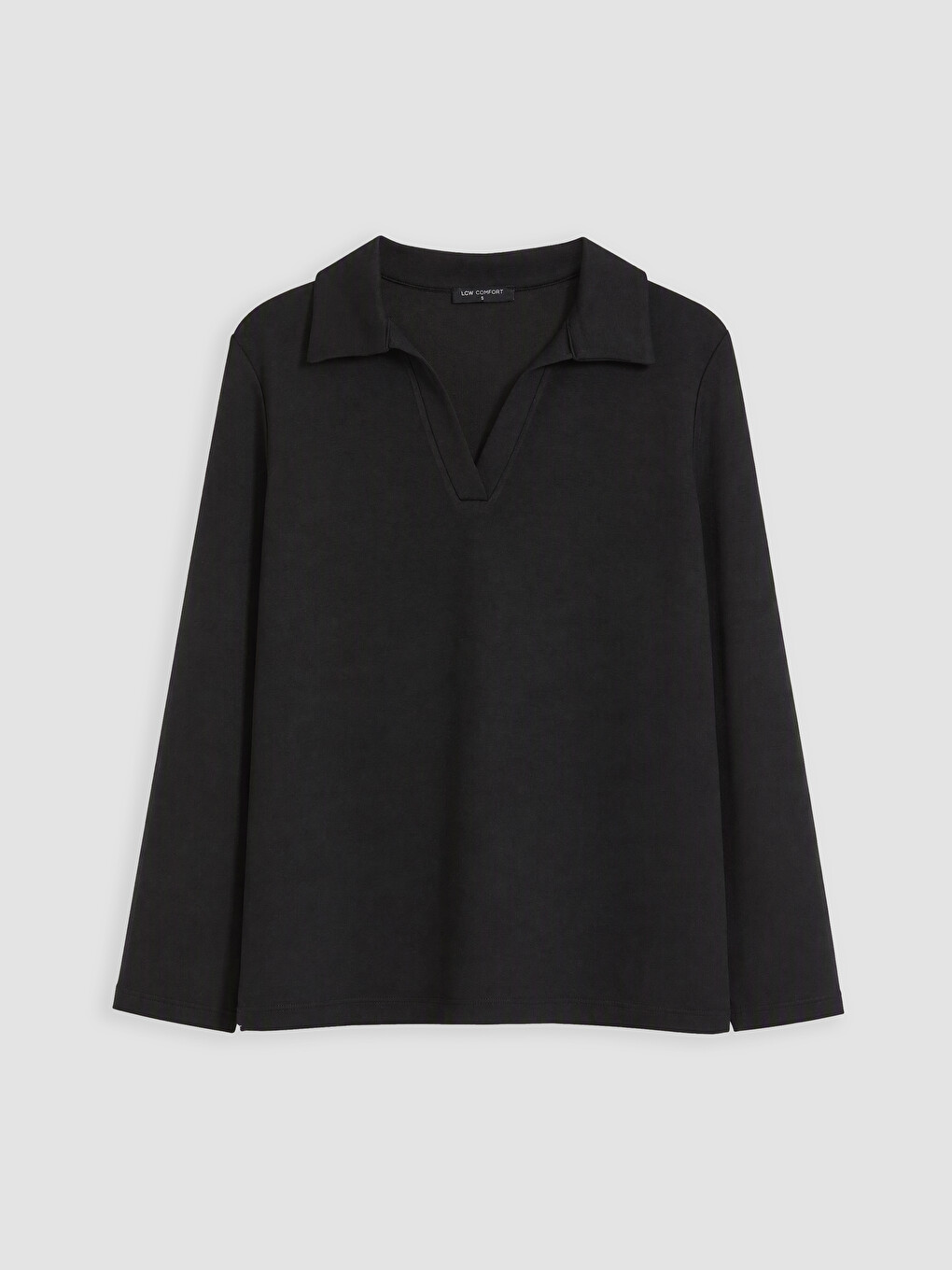 Siyah Polo Yaka Soft Touch Kadın Sweatshirt