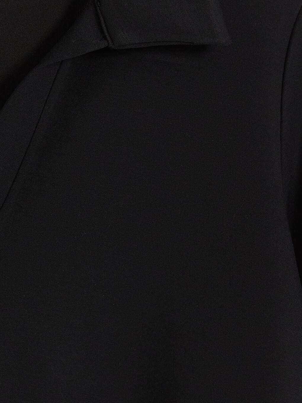 Siyah Polo Yaka Soft Touch Kadın Sweatshirt-1