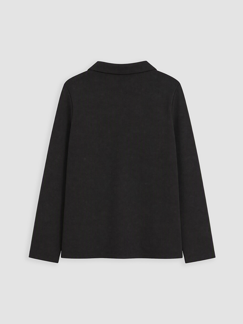 Siyah Polo Yaka Soft Touch Kadın Sweatshirt-2