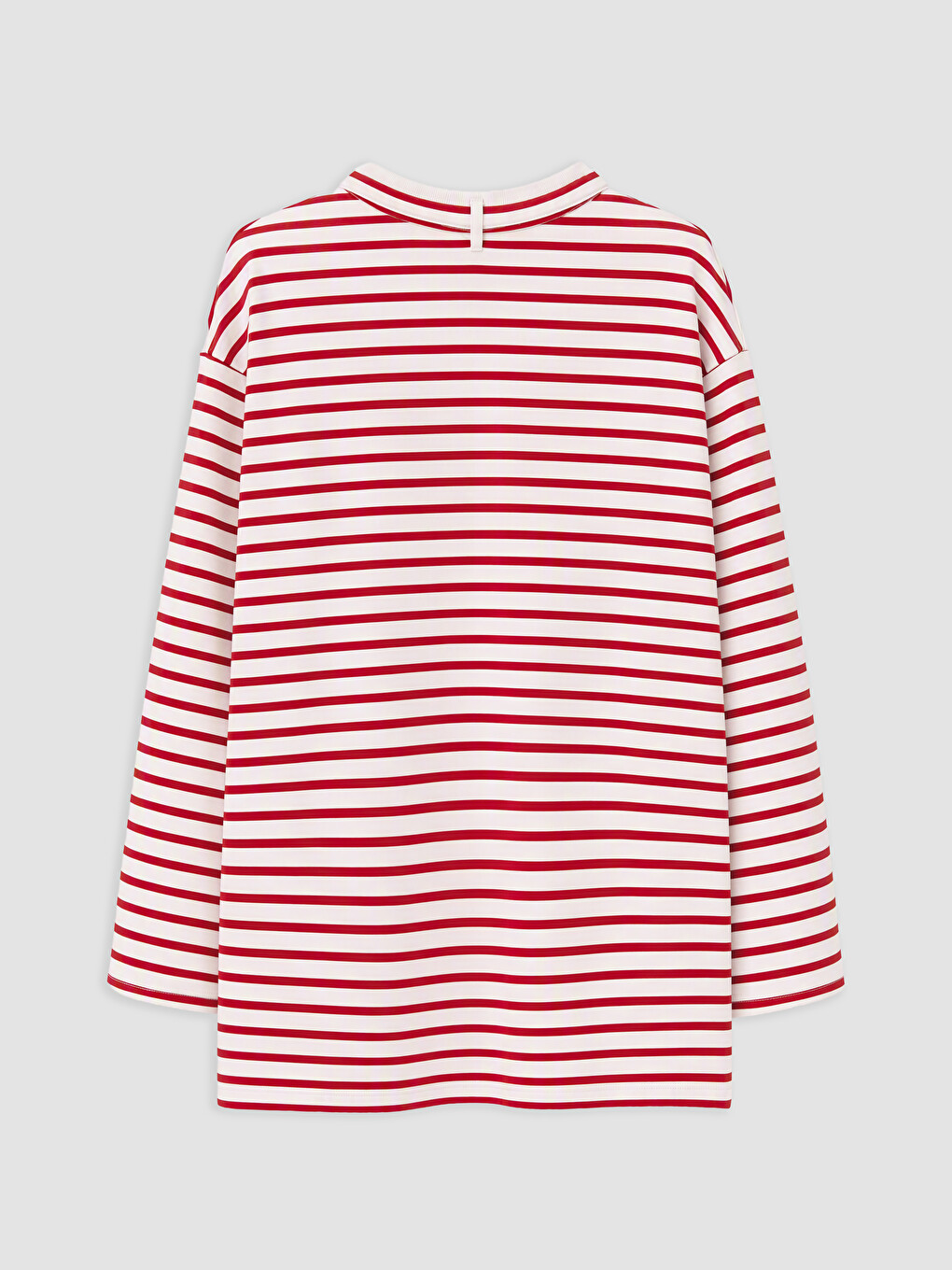 Kırmızı Çizgili Oversize Kadın Sweatshirt Tunik-1