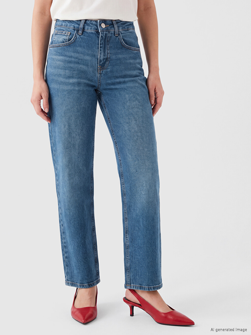 İndigo Petite Straight Fit Kadın Jean Pantolon-1
