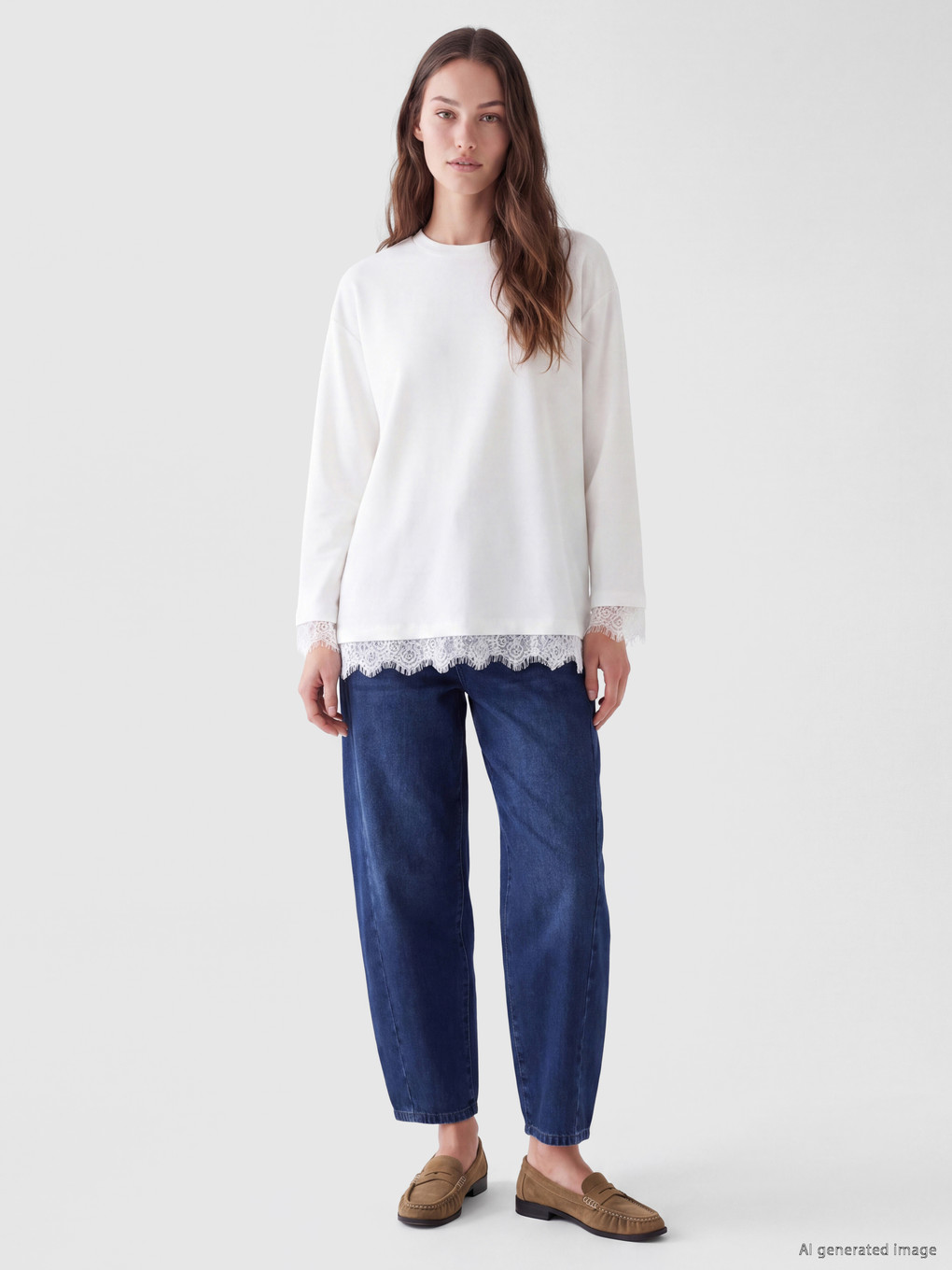 Beyaz Soft Touch Kadın Sweatshirt Tunik-1