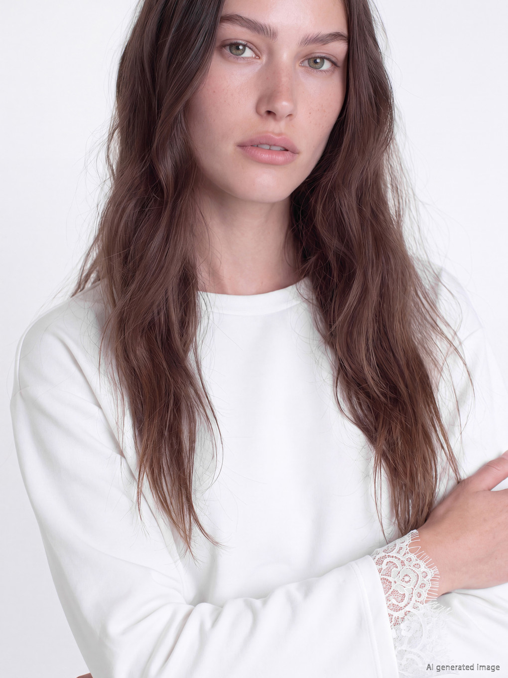 Beyaz Soft Touch Kadın Sweatshirt Tunik-2