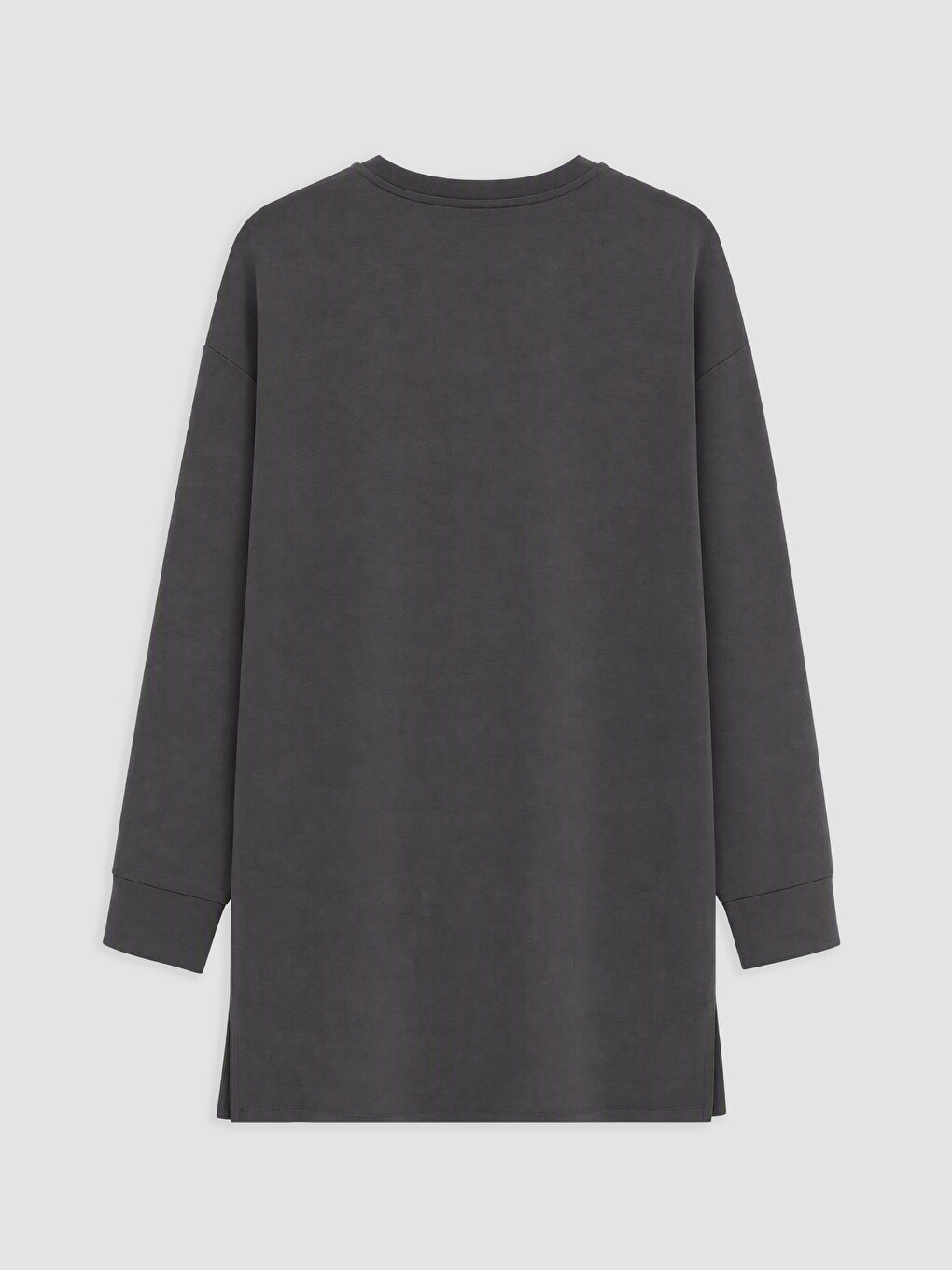 Antrasit Taşlı Soft Touch Kadın Sweatshirt Tunik-1