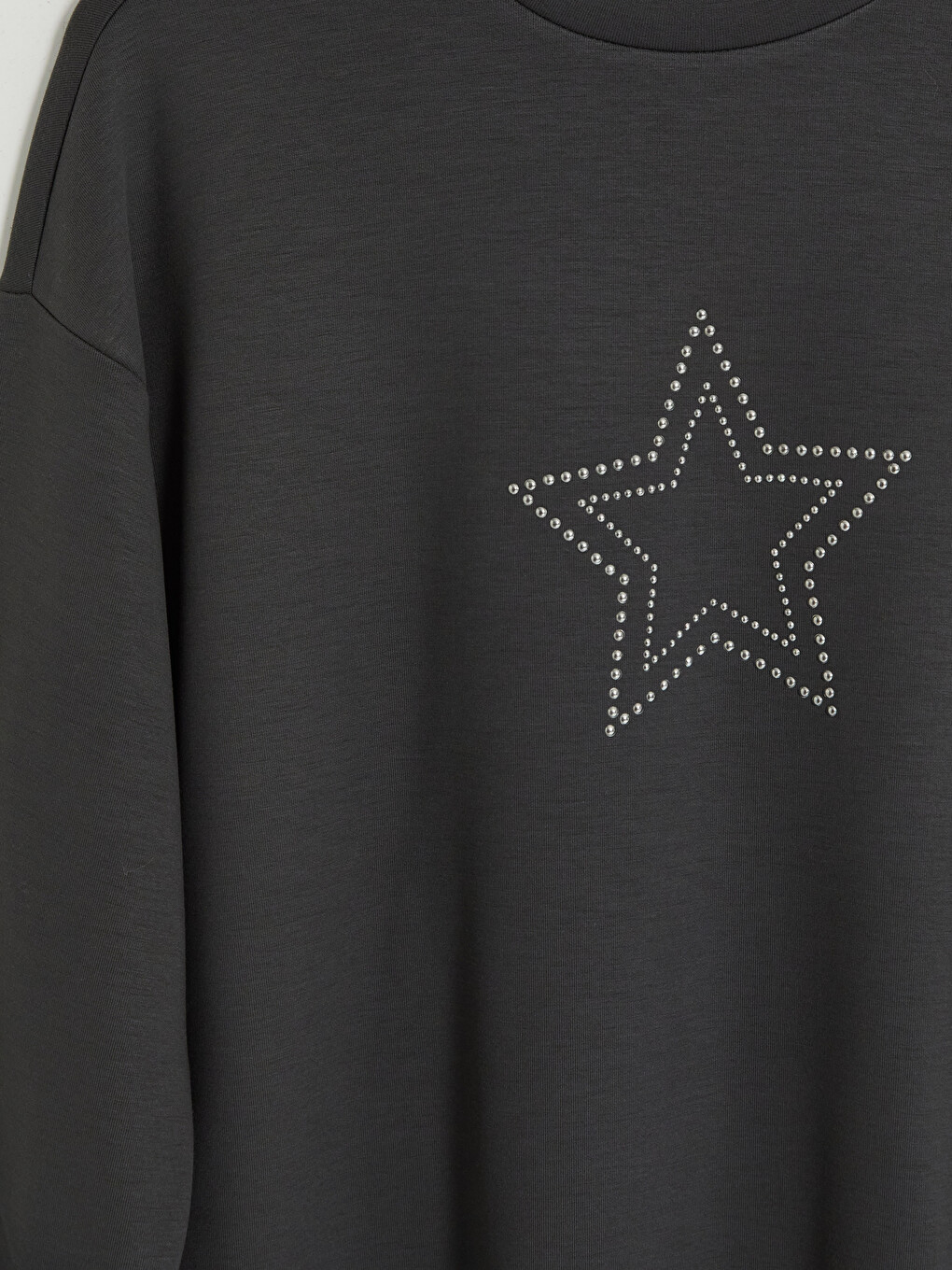 Antrasit Taşlı Soft Touch Kadın Sweatshirt Tunik-2