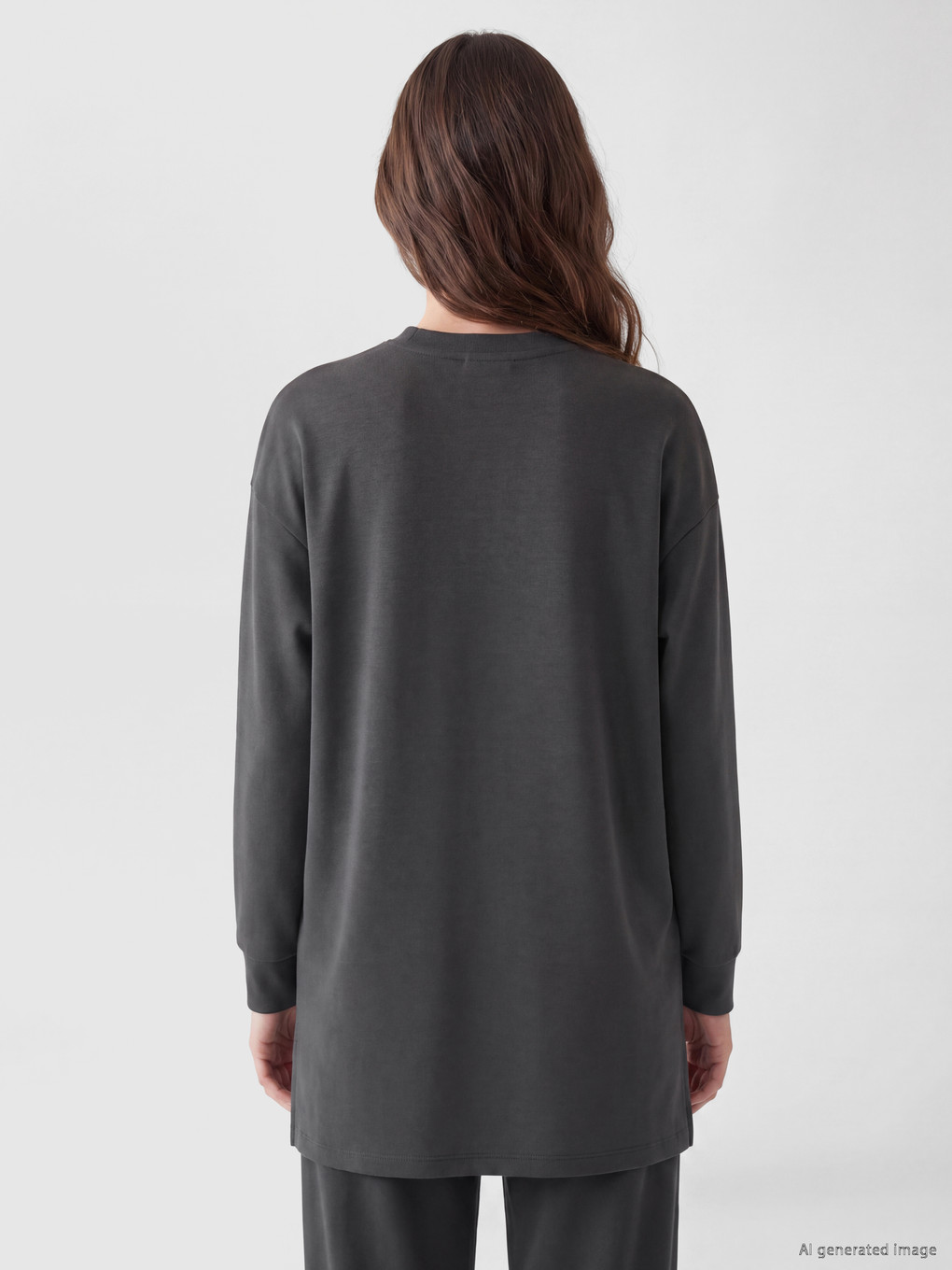 Antrasit Taşlı Soft Touch Kadın Sweatshirt Tunik-3