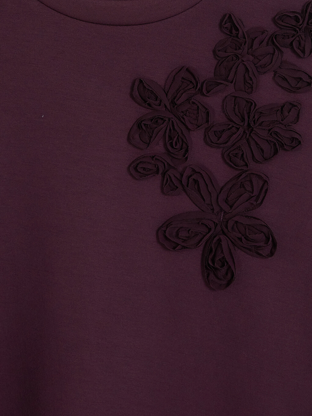 Mürdüm Nakışlı Soft Touch Kadın Sweatshirt Tunik-1