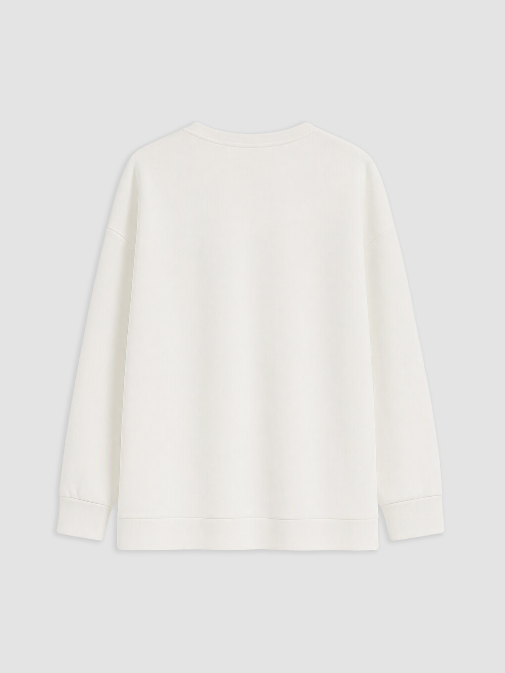 Beyaz Nakışlı Soft Touch Kadın Sweatshirt Tunik-1