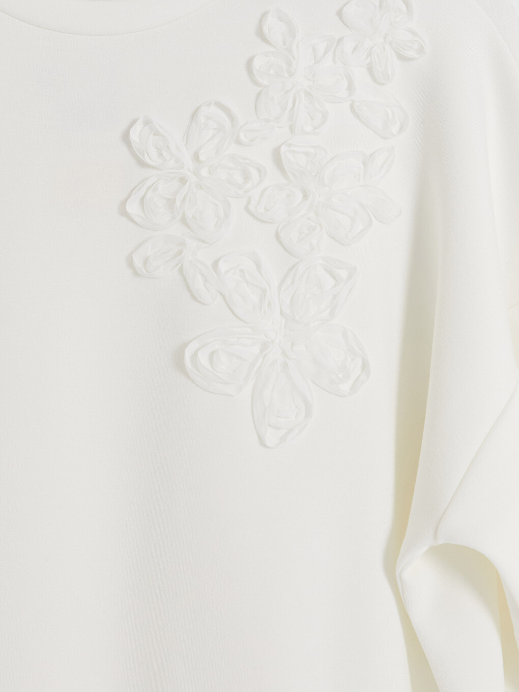 Beyaz Nakışlı Soft Touch Kadın Sweatshirt Tunik-2