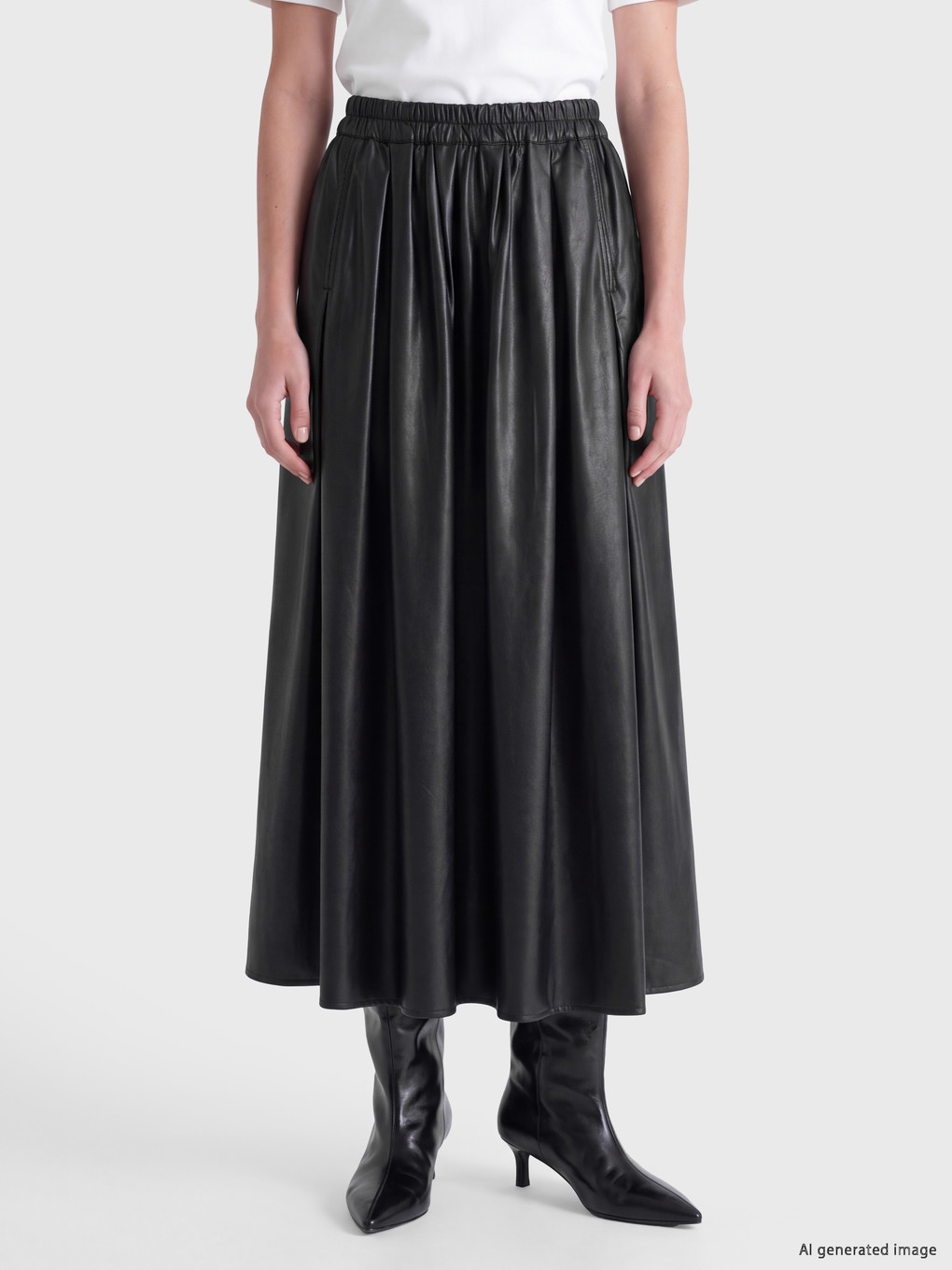 Elastic Waist Flared Skirt-1
