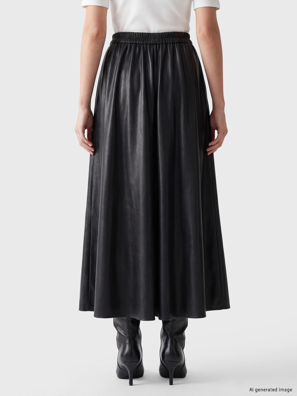 Elastic Waist Flared Skirt-3