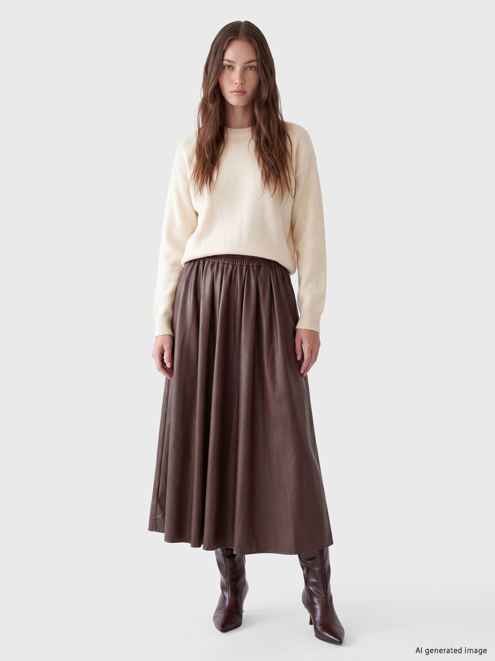 Elastic Waist Flared Skirt-1