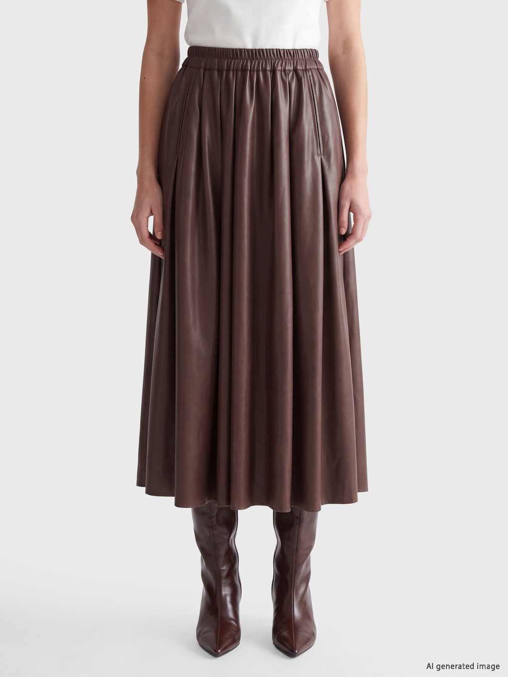 Elastic Waist Flared Skirt-2