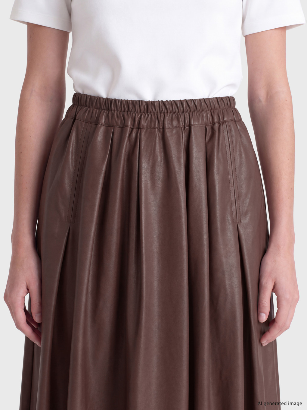 Elastic Waist Flared Skirt-3