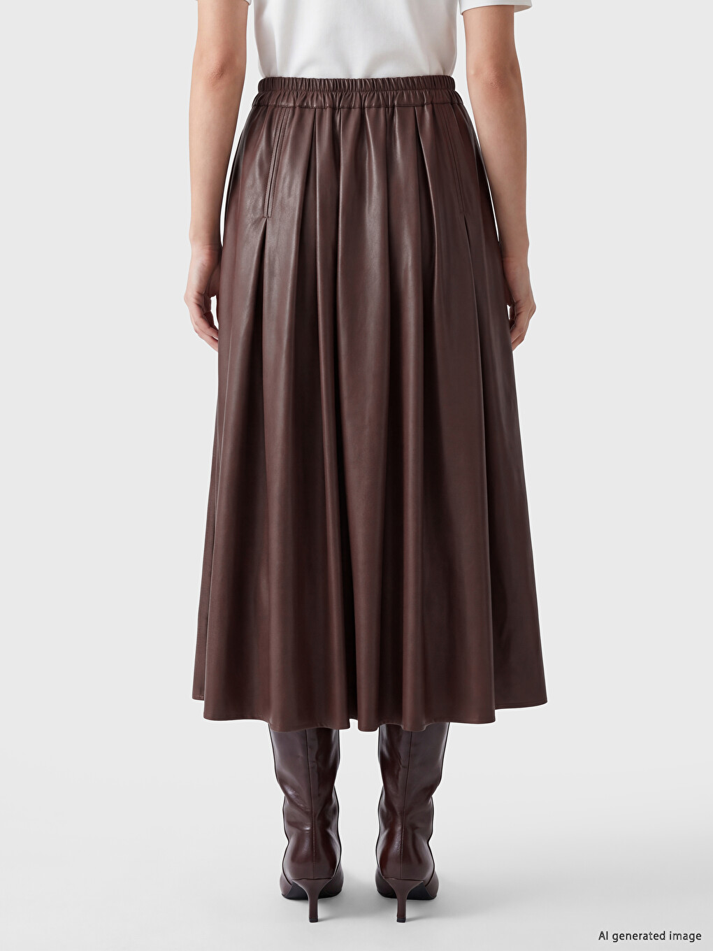 Elastic Waist Flared Skirt-4