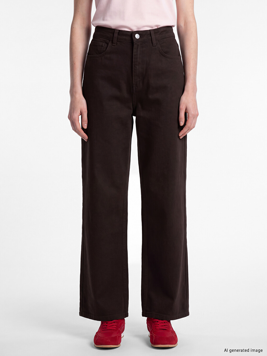 High Waisted Wide Leg Women's Trousers-1