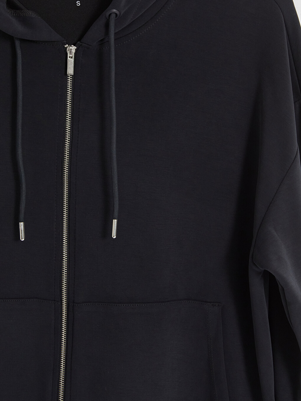 Antrasit Soft Touch Oversize Kadın Fermuarlı Sweatshirt-2