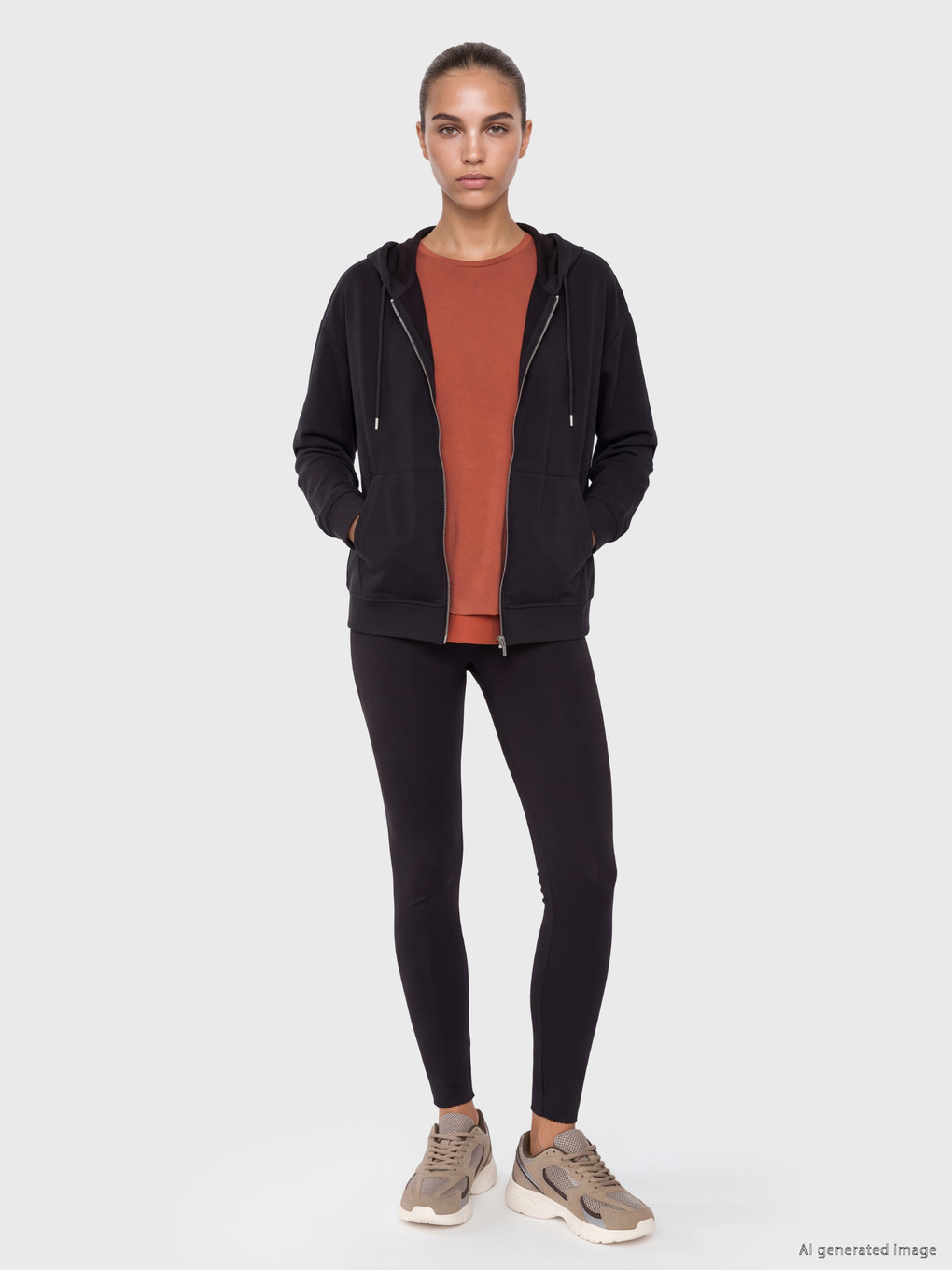 Antrasit Soft Touch Oversize Kadın Fermuarlı Sweatshirt-1