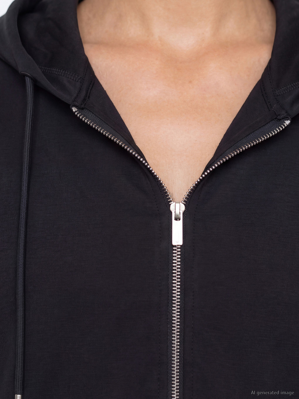 Antrasit Soft Touch Oversize Kadın Fermuarlı Sweatshirt-2