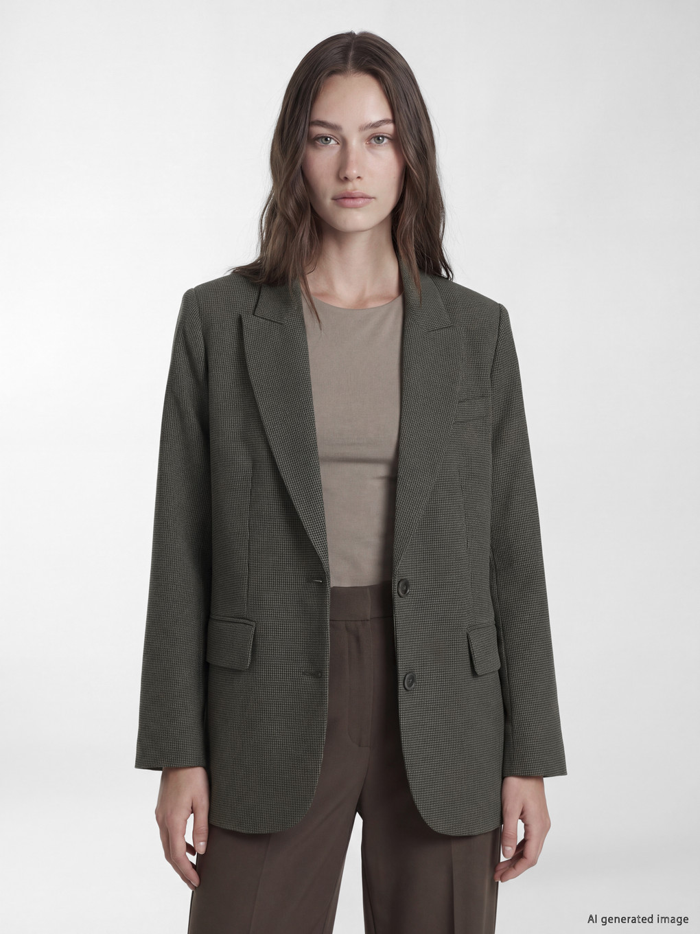 Yeşil Ekose Kadın Blazer Ceket-1