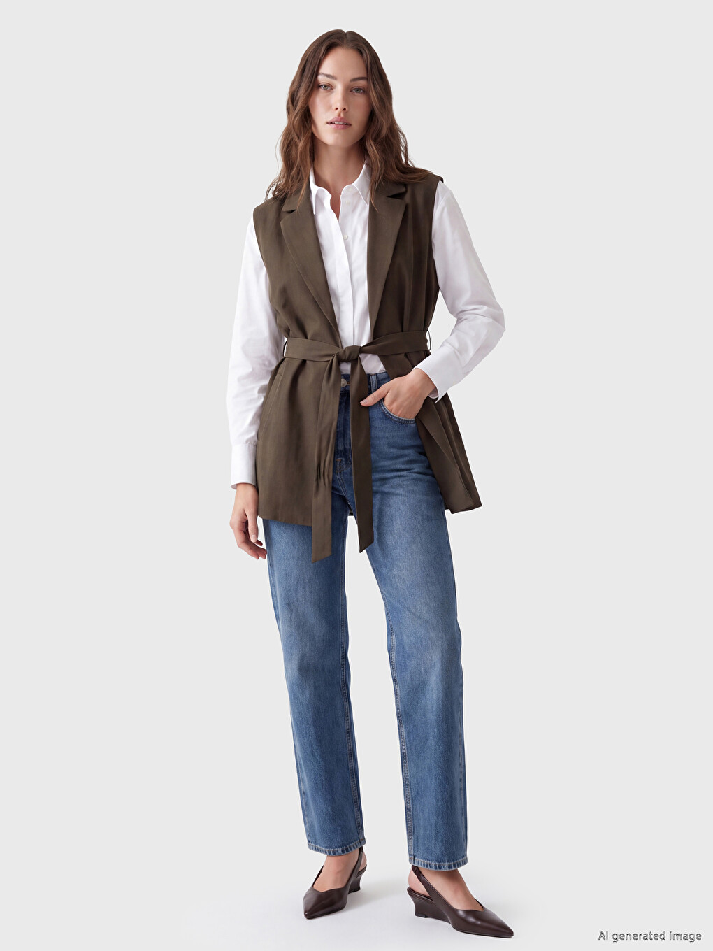 Waist Sashed Women's Classic Waistcoat-1