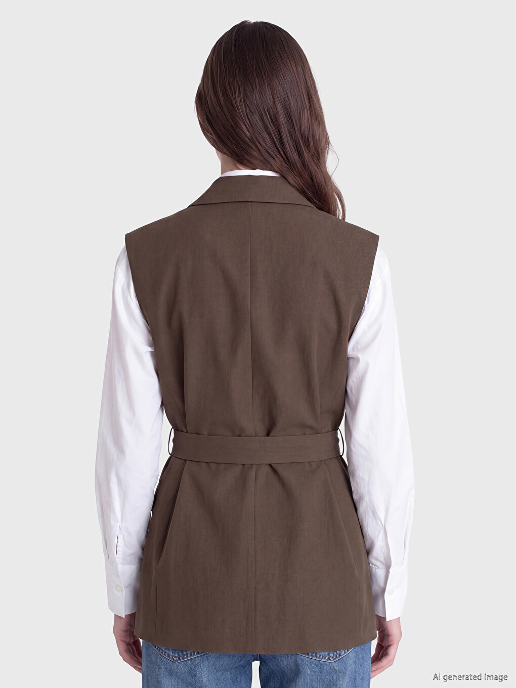 Waist Sashed Women's Classic Waistcoat-4