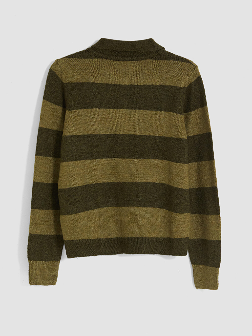 Polo Collar Striped Women's Knitwear Cardigan-5