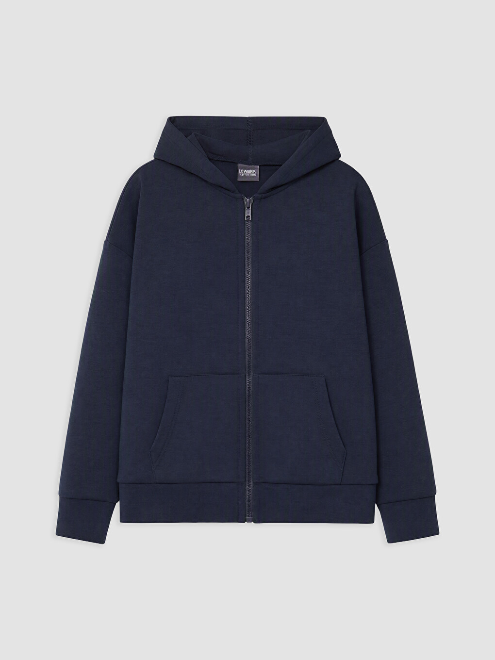 Lacivert Kapüşonlu Kız Çocuk Soft Touch Fermuarlı Sweatshirt