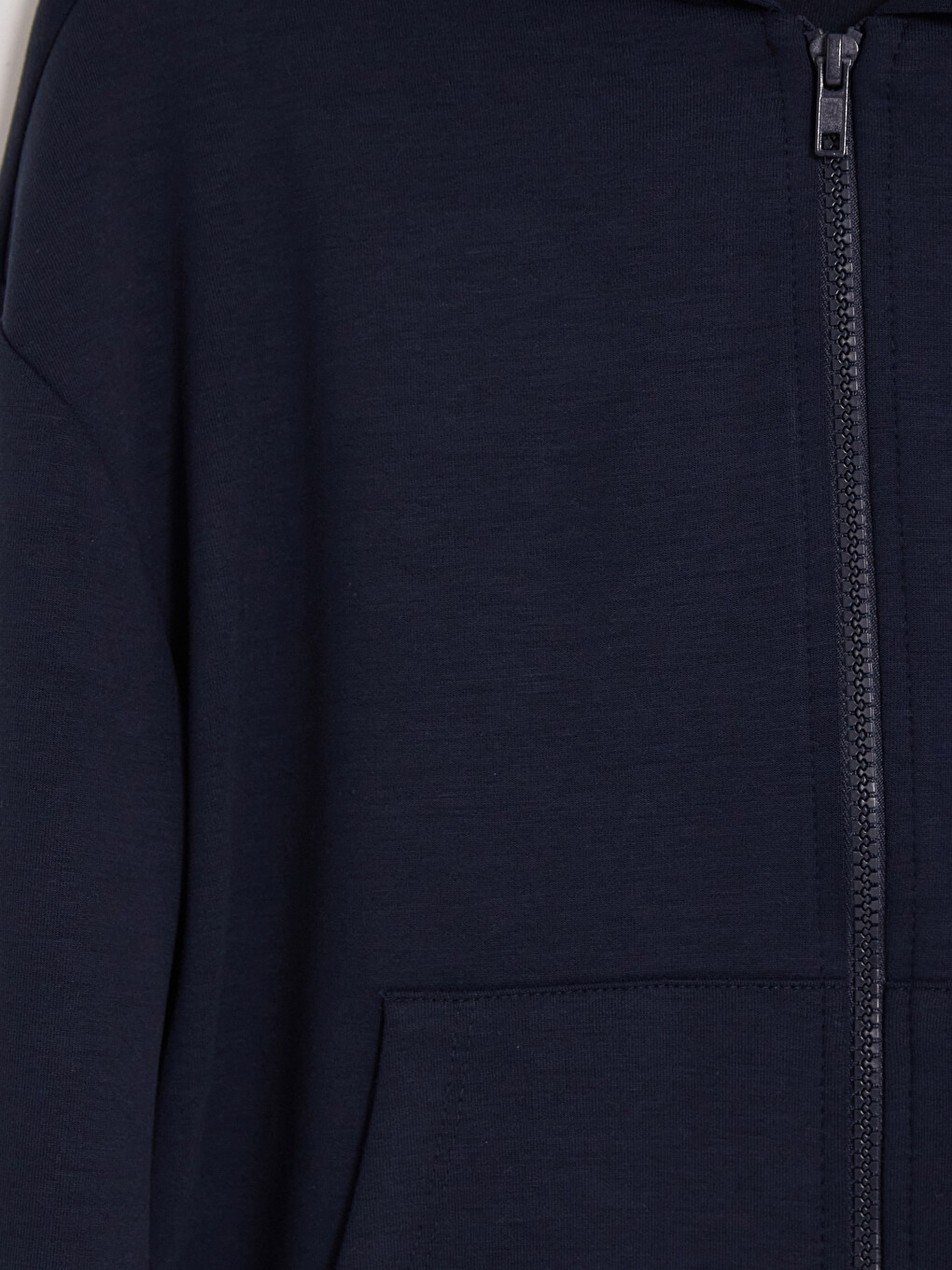 Lacivert Kapüşonlu Kız Çocuk Soft Touch Fermuarlı Sweatshirt-2